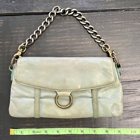 HOBO International Distressed Green Leather Clutch Wallet Handbag - Picture 7 of 9